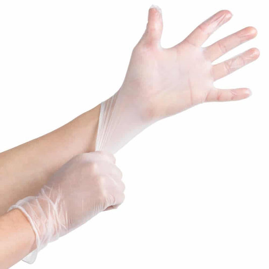 Gants En Vinyle Blanc Transparent Souple | Boite de 100 unités