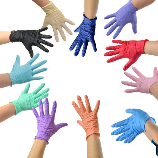 Gants Nitrile 100 unités – (BLEU, ROSE, NOIR, MAUVE)