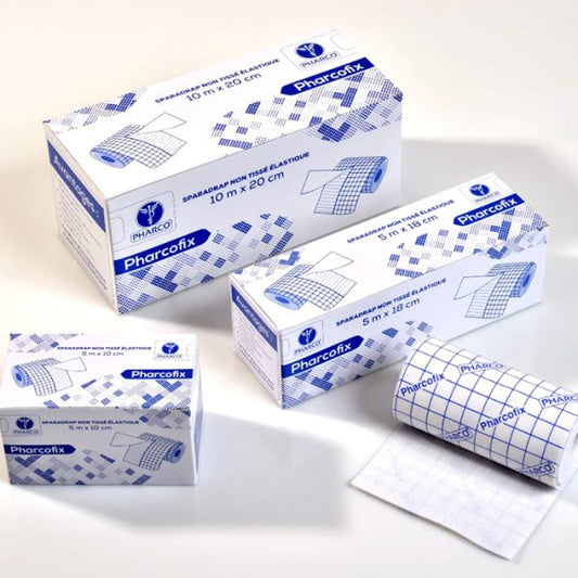 SPARADRAP PHARCOFIX 5CM*5M ET 10CM*5M ET 10CM*10M ET 10M*20CM ET 5M*18CM