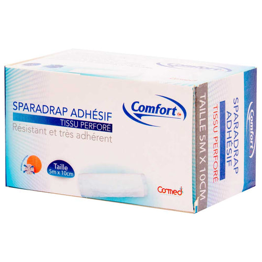 SPARADRAP PERFORE COMFORPLAST BLANC/ROUGE 5M*10CM